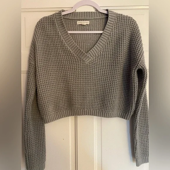 Pull Gris En Tricot Aeropostale - Taille L - Pour Femme - Manches Longues - Occasion Très Bon État
